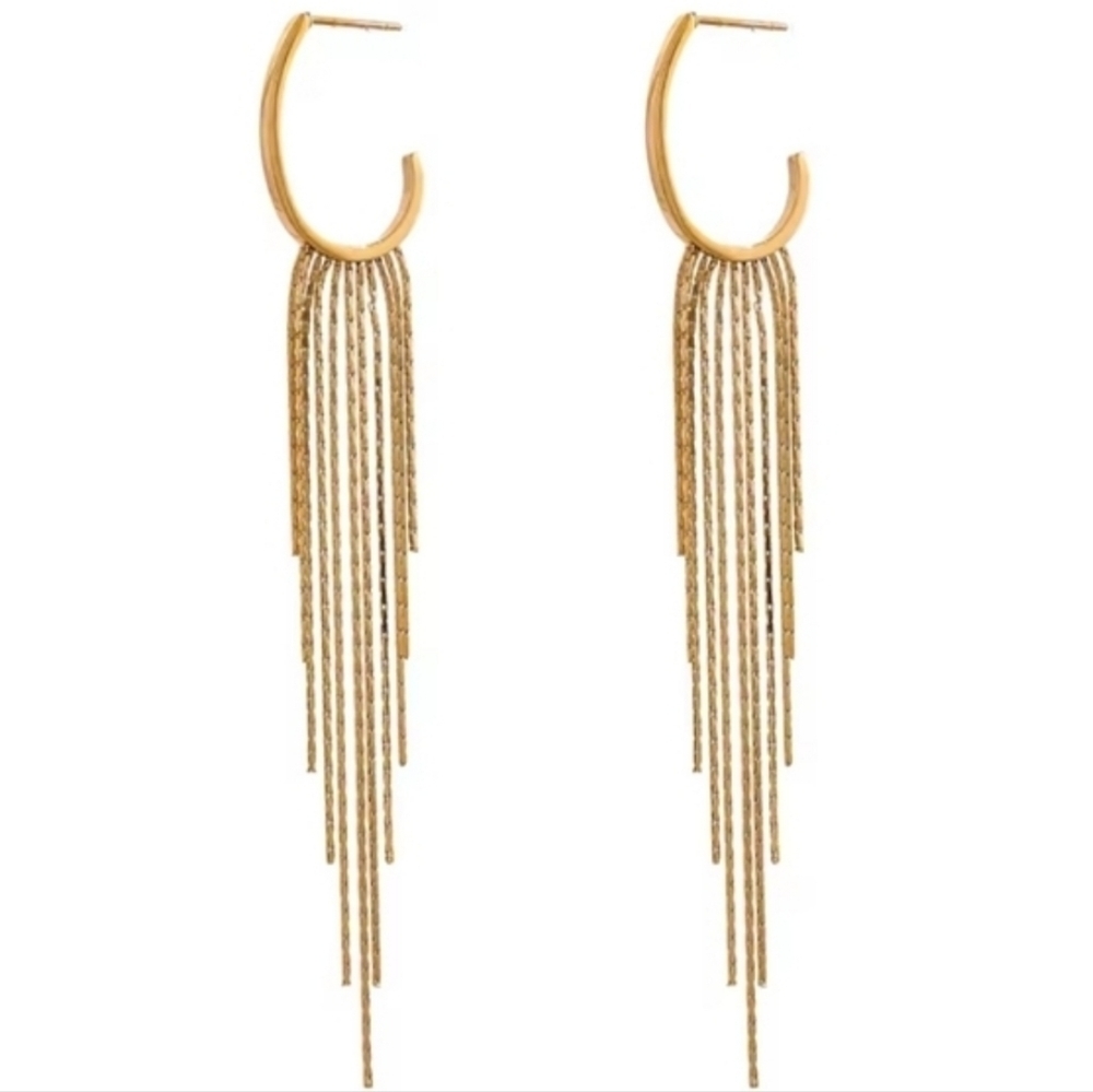 New! Gold Chain Hoop Earrings 18k Gold Plated | ( 2010 ) NWOT